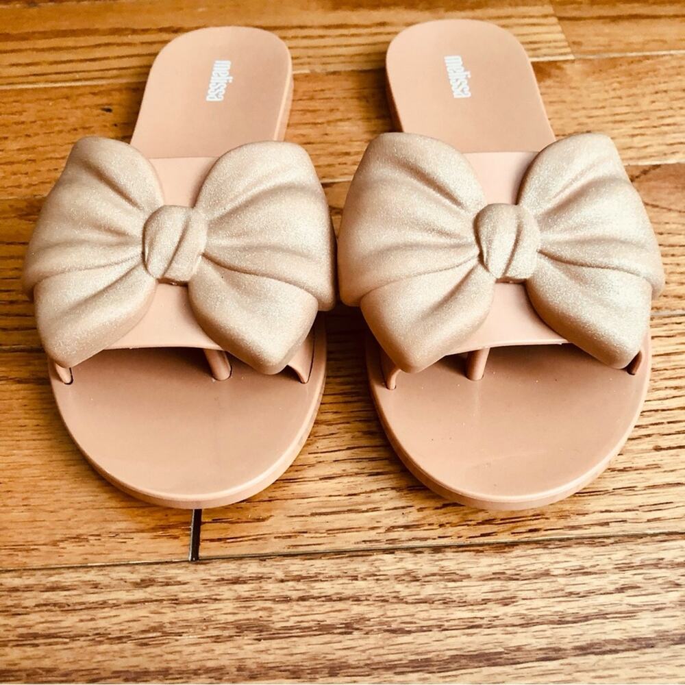 Melissa Babe Bow Slide Coquette Jelly Beige Sandals Women’s Size 8 - Picture 4 of 10
